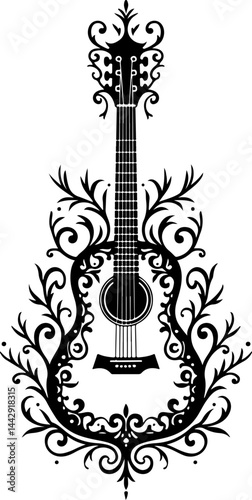 Floral Electric Guitar with Roses vector design