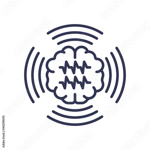 Illustration of brain waves and neural activity with radiating lines.