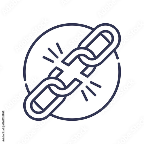 A broken chain symbolizes disruption and prevention of continuity.
