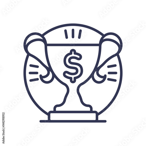 Trophy with dollar sign symbolizes financial rewards and achievement.