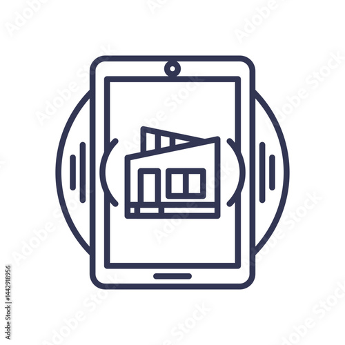 Tablet displaying a smart home, symbolizing remote access and control.