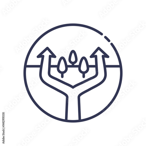 A branching path with arrows and trees symbolizes choices and growth.