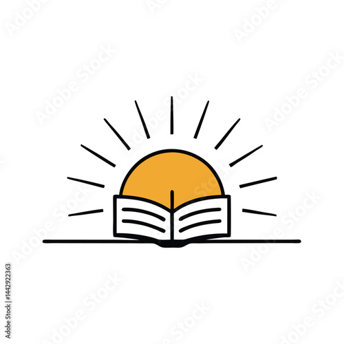 Sun Rising Behind Open Book Logo