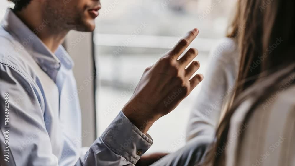 Trainer demonstrating soft skills through gestures in a professional setting. Trainer demonstrating soft skills through gestures in a professional setting.