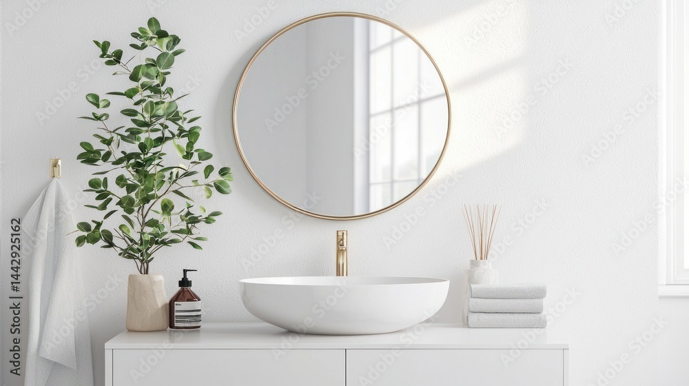 Fototapeta premium Bathroom vanity mirror isolated on white background