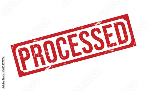 PROCESSED Red rubber stamp on white background. PROCESSED stamp sign. PROCESSED stamp.