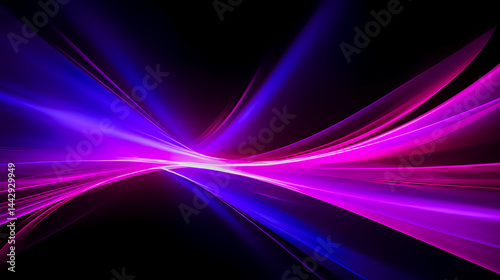 Dynamic Neon Purple and Pink Light Streaks on Black