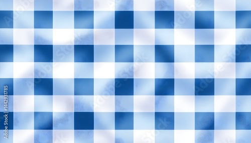 A textured, blue and white gingham pattern with subtle shading and a soft, wavy effect