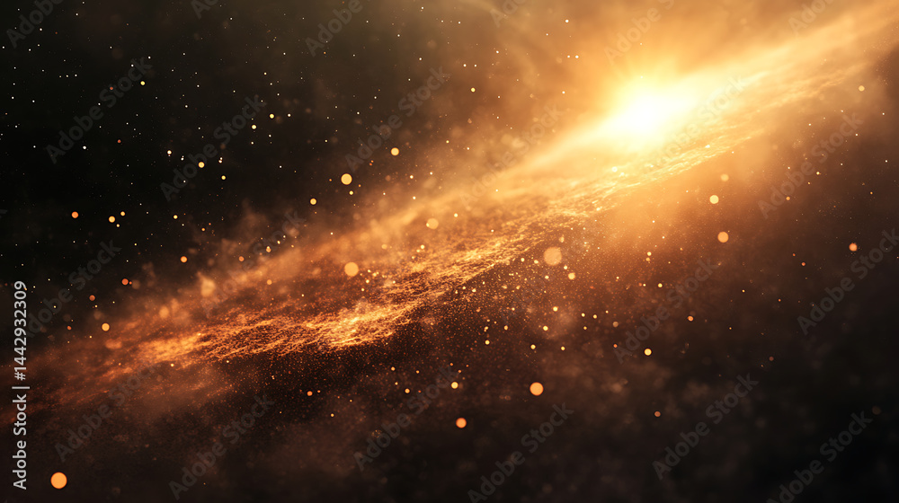 Fototapeta premium Galaxy star space bright glowing dust particle cosmic light universe orange nebula