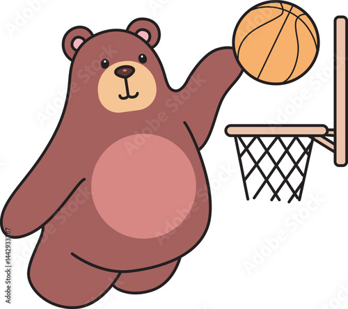 Illustration of cute bear icon.
Funny bear in daily activities elements.
