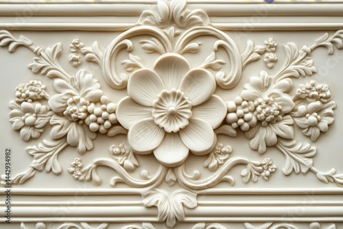 Ornate, decorative relief sculpture panel design.