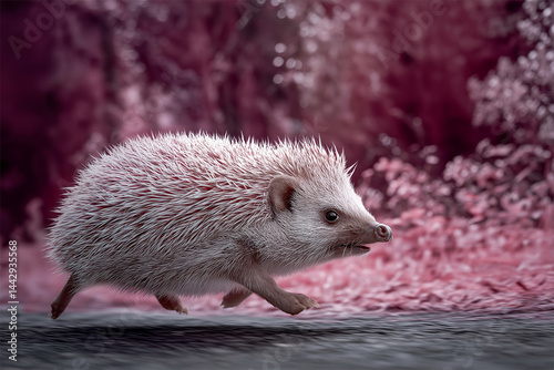 Running Hedgehog in Dreamy Forest