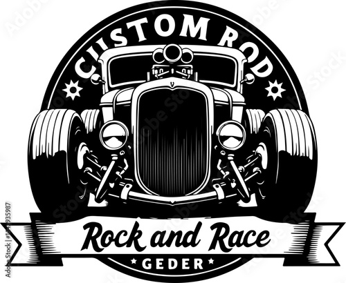 Custom Rod Hot Rod Car Emblem vector