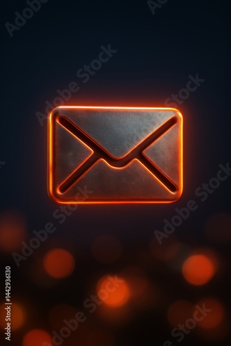 Bright Glowing Envelope Symbol With a Dark Background Showcasing Digital Comm...