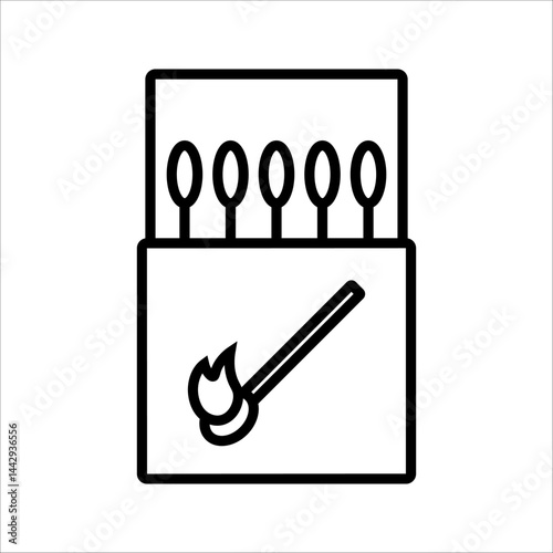 Open matchbox with matchsticks line icon. linear style sign for mobile concept and web design. Matches and Matchbox outline vector icon. Symbols, logo illustrations. Vector graphics