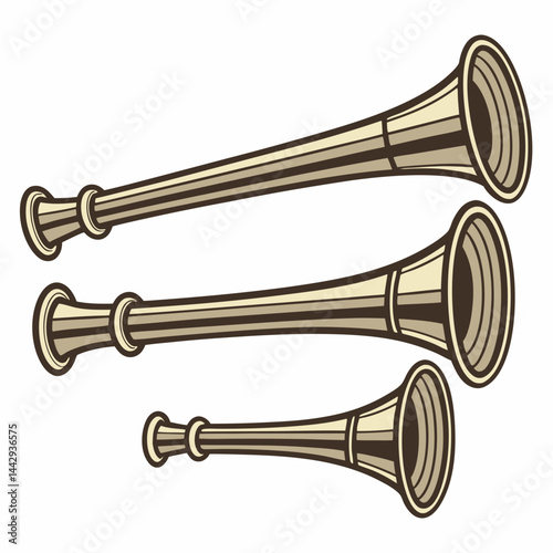 Brass Air Horn for Car Vector Illustration