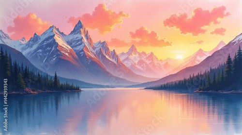 Tranquil Twilight: Mountain Majesty at Dusk
