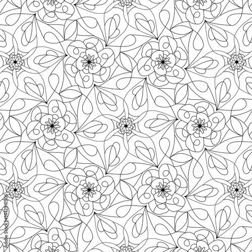 seamless geometric damask pattern with flowers background