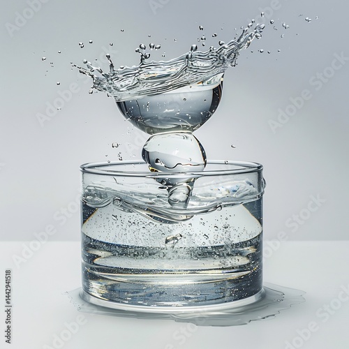container Minimalist composition focusing on the meniscus of water in a clean glass