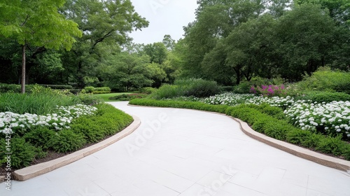 Lush garden pathway winding through vibrant landscaping