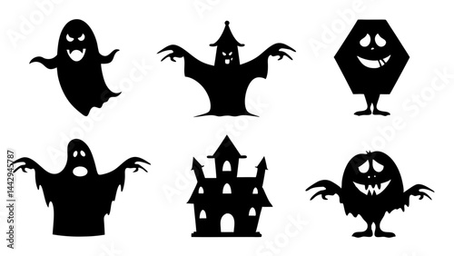 Spooky Halloween Silhouettes Ghosts  Monsters and Haunted Figures