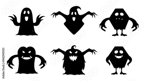 Spooky Halloween Silhouettes Ghosts  Monsters and Haunted Figures