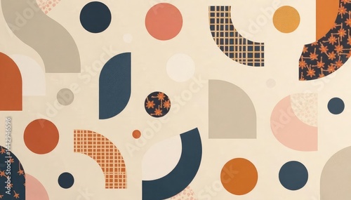 Abstract geometric shapes in muted tones form a subtle repeating pattern ideal for home d?cor , wallpaper, beige, sophisticated