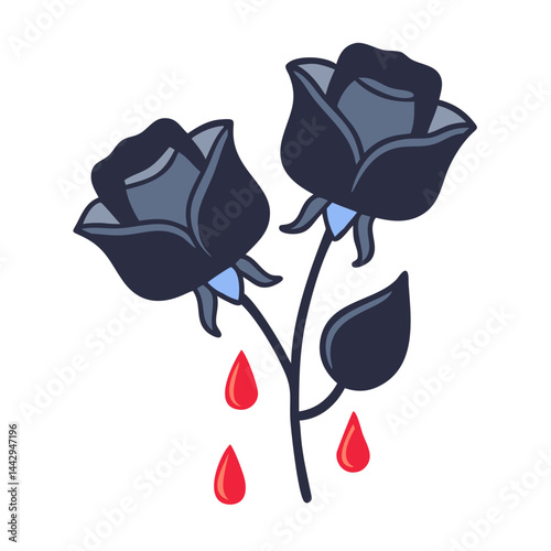 Black roses with blood drops illustration  