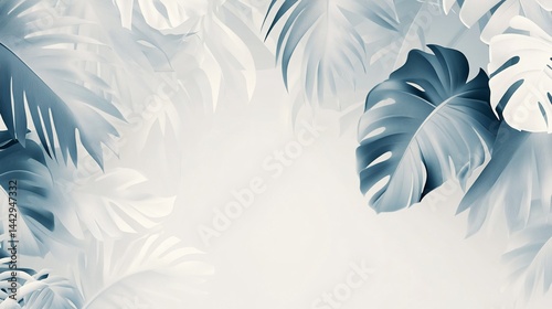 Monochromatic tropical foliage arrangement, inviting minimalist backdrop