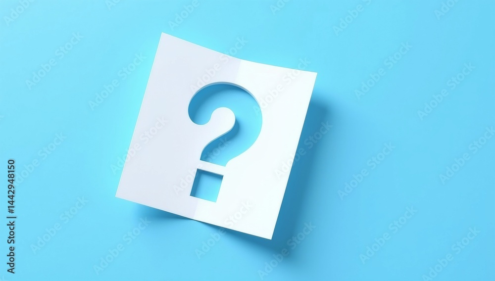 Note paper with question mark on blue background Note paper with question mark on blue background