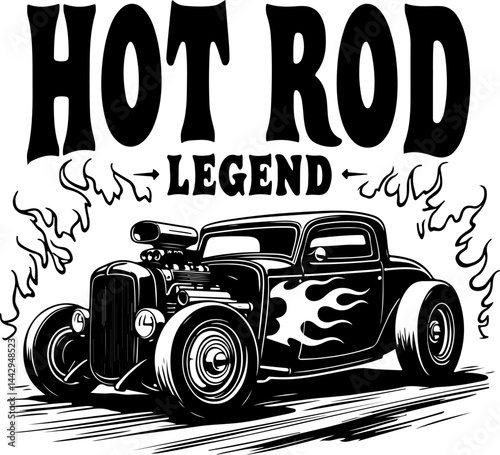 Hot Rod Legend with Flames vector