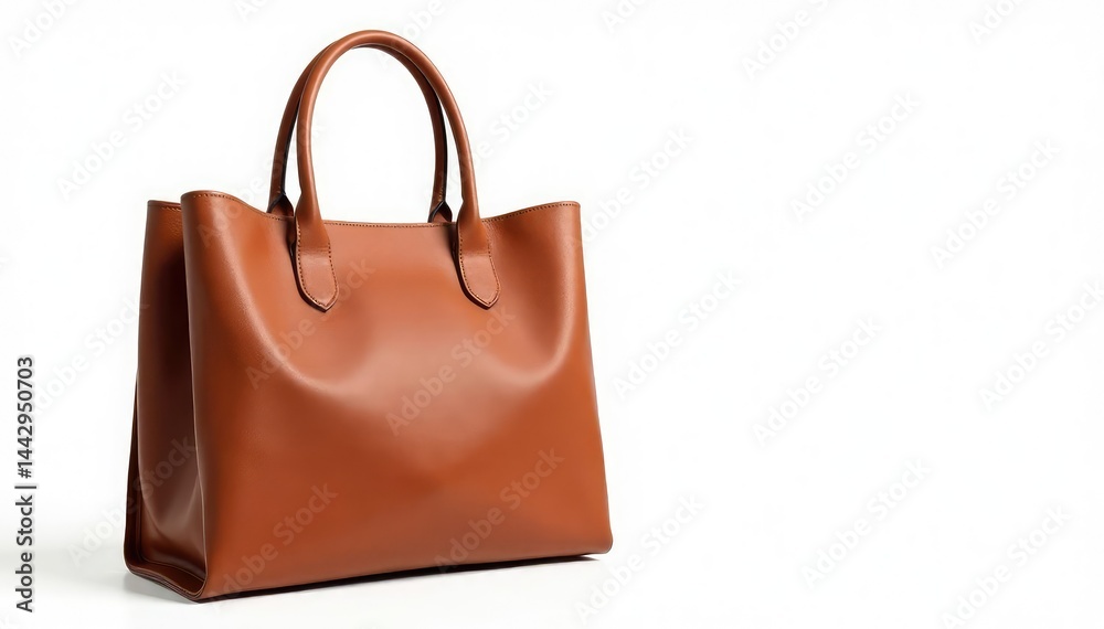 Brown leather tote bag, isolated on white background , fashion, brown bag, leather bag Brown leather tote bag, isolated on white background , fashion, brown bag, leather bag