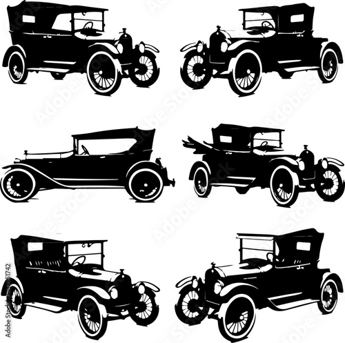  Vintage Cars Silhouette Bundle