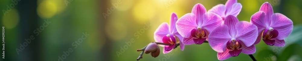 Fototapeta premium Stunning purple and white orchids thriving outdoors , beautiful, flowers