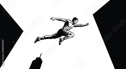 Parkour Athlete Leap, Urban Vector