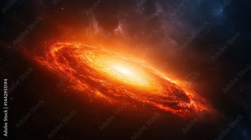 Fototapeta premium Beautiful Spiral Galaxy in Cosmic Space with Vibrant Orange and Red Hues