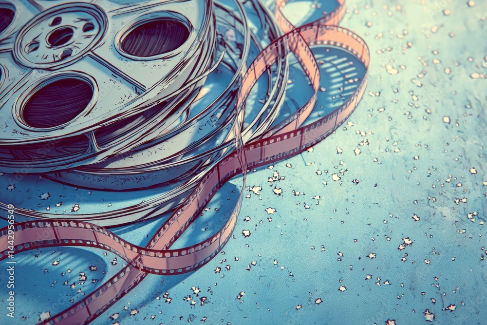 Classic film reel background with a touch of vintage nostalgia.