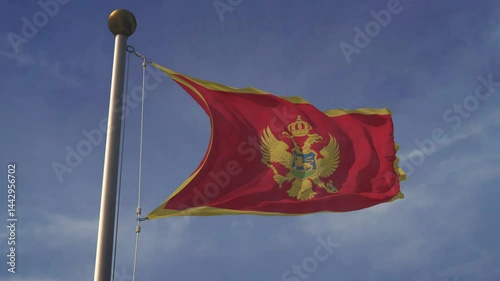 Montenegro Waving Flag Animation Loop