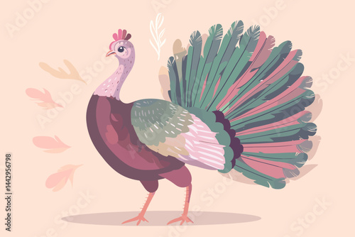 Turkey bird with colorful feathers