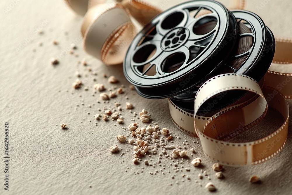 Classic film reel background with a touch of vintage nostalgia.