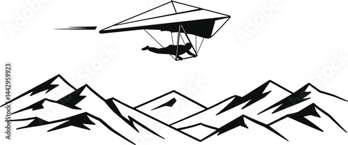 Hang Glider Soaring Above Mountains - Freedom Vector