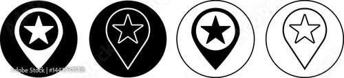 Location star favorite icon. Social media symbol. rating symbol reward signs. Recommend icons. representing a favorite