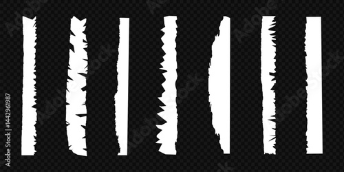 White torn paper tears pieces collection isolated with soft shadows realistic vector illustration