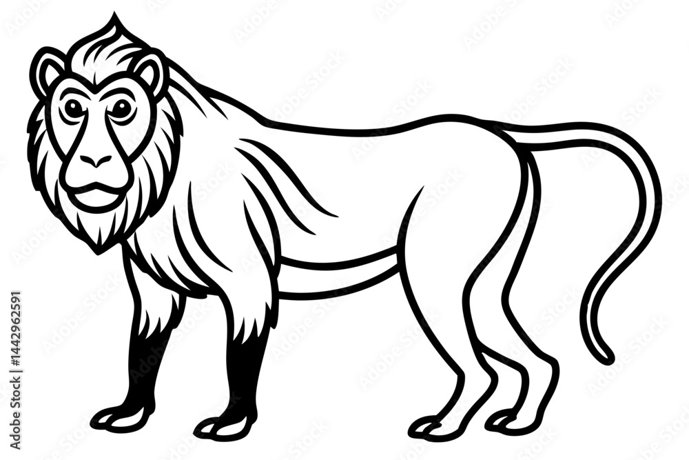 Obraz premium Mandrill Stylized Linework