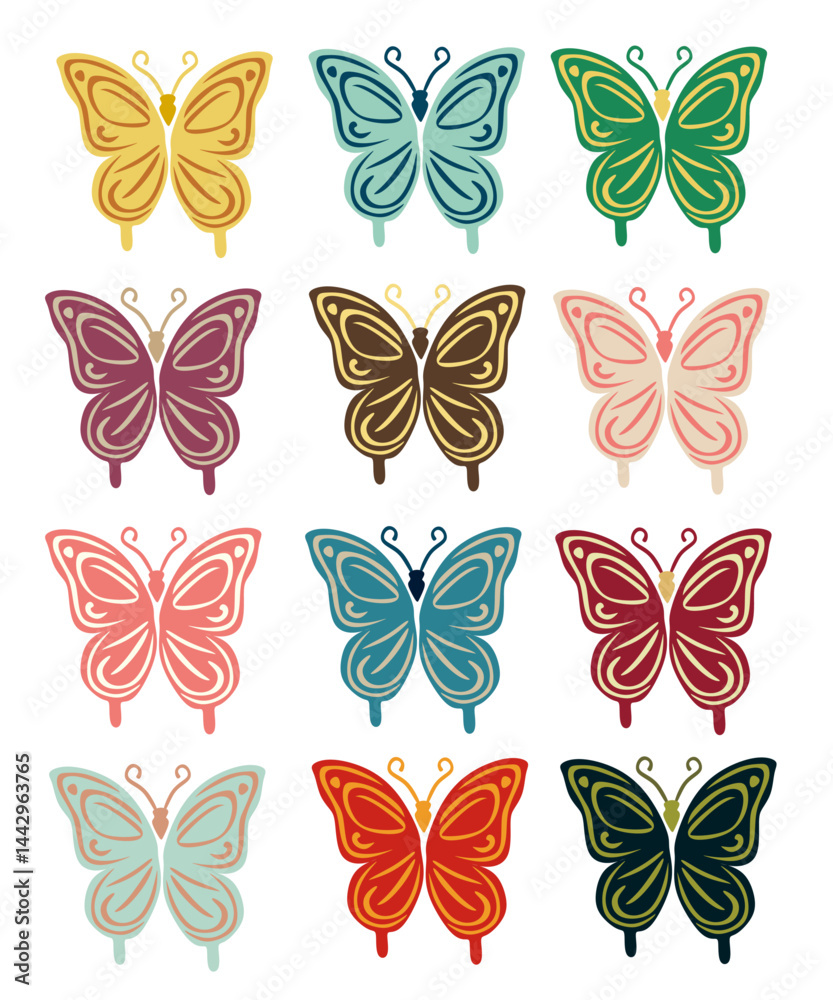 Naklejka premium colorful butterflies decoration