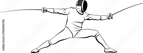 Minimalist Fencer Vector: Elegant Sport Action