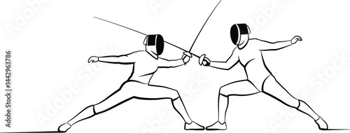 Minimalist Fencer Vector: Elegant Attack