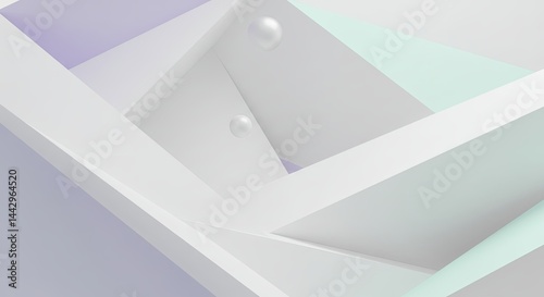Obraz na płótnie A white background with a blue and green triangle and two white spheres w salonie