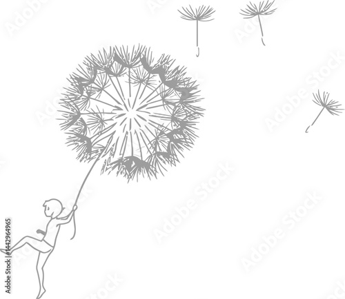 Upside Down Silhouette, Dandelion, Minimalist