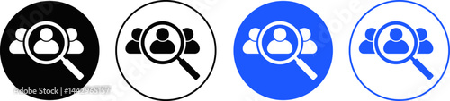 Search job icon. vacancy sign. hiring symbol. search people. Person avatar. Find user icons